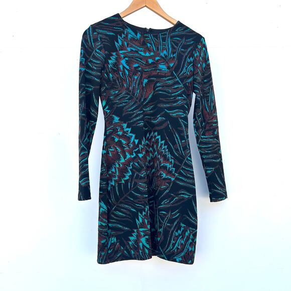 Mara Hoffman Herbarium Jacquard Long Sleeve Knit Mini Dress Green Foliage Medium - Picture 2 of 9